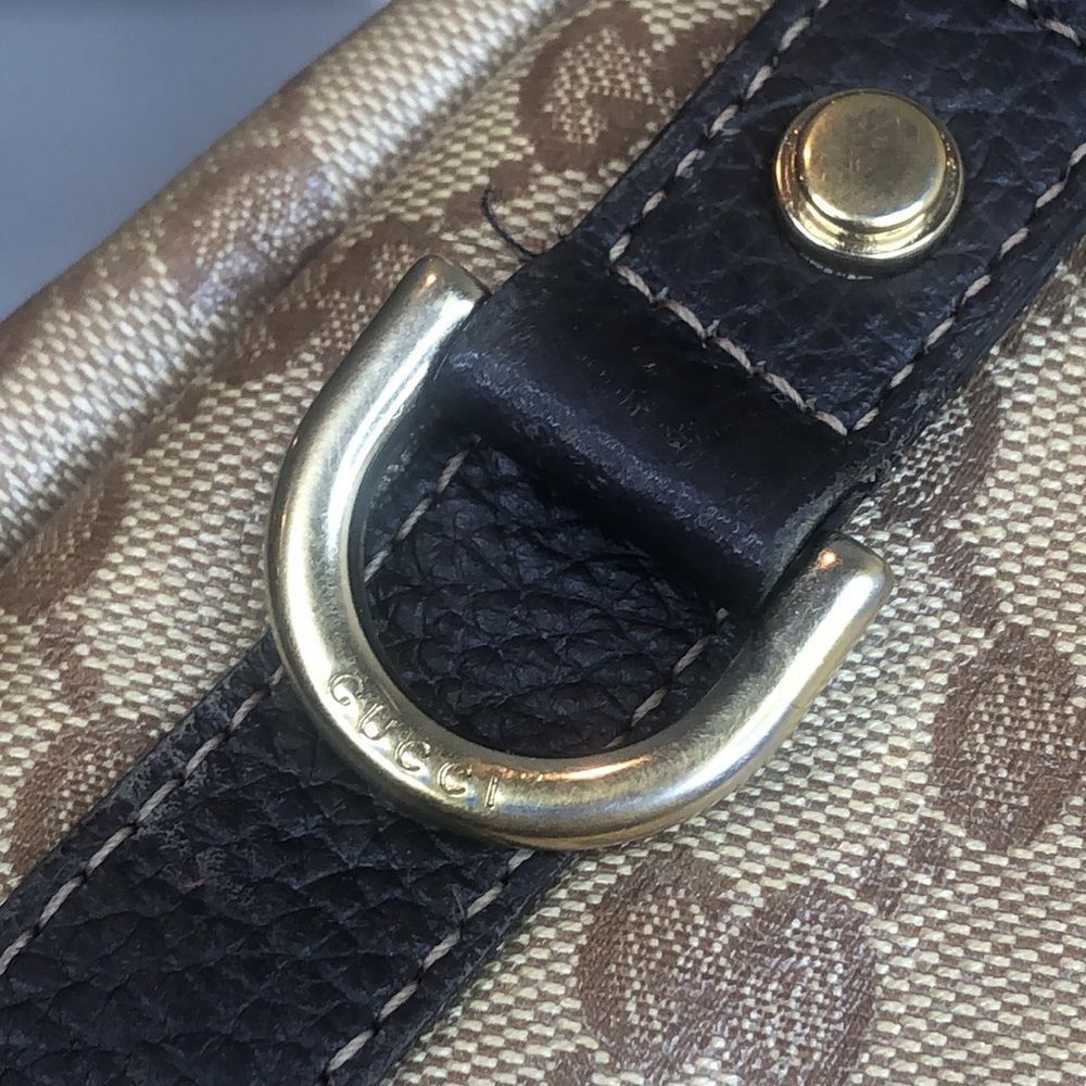 GUCCI GG Supreme Crystal Coated Canvas and Brown Leather Shoulder Bag - Picture 15 of 17